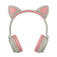 Load image into Gallery viewer, Headphones Headsets ZW-028 Glowing Cat Wireless Bluetooth Headset Gray Pink