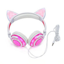 Load image into Gallery viewer, Headphones Headsets Headphone Cat Ears Earlaps With LED Light Rechargable Battery earphone pink