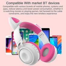 Load image into Gallery viewer, Headphones Headsets ZW-028 Glowing Cat Wireless Bluetooth Headset Gray Pink