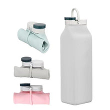 Lade das Bild in den Galerie-Viewer, 19.4*7.2*5.3cm grey 600ml silicone foldable water bottle, large capacity portable travel cup, leak-proof sports bottle AZ15955
