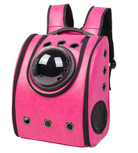 Load image into Gallery viewer, 32*20*40cm rose red Space capsule pet backpack PU pet breathable bag small cat and dog outing backpack AZ22011
