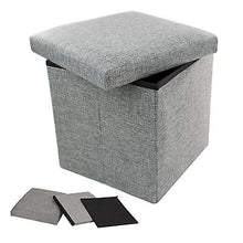 Lade das Bild in den Galerie-Viewer, 31*31*31cm grey 31cm linen edging folding storage stool with lid storage box AZ11887
