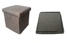 Lade das Bild in den Galerie-Viewer, 31*31*31cm grey 31cm linen edging folding storage stool with lid storage box AZ11887