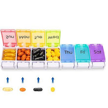 Load image into Gallery viewer, 2Pcs 8.9in*2.1in Home travel single row 7 days rainbow piano pedal bounce convenient medicine box health medicine box AZ20335