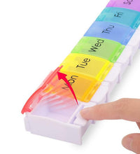 Load image into Gallery viewer, 2Pcs 8.9in*2.1in Home travel single row 7 days rainbow piano pedal bounce convenient medicine box health medicine box AZ20335