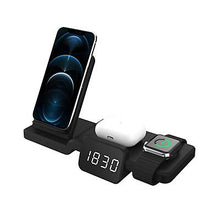 Load image into Gallery viewer, 4 in 1 wireless fast charger phone holder with clock for Apple earphones, mobile phones and watches AZ12813