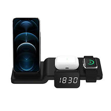 Load image into Gallery viewer, 4 in 1 wireless fast charger phone holder with clock for Apple earphones, mobile phones and watches AZ12813