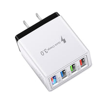 Load image into Gallery viewer, 2Pcs USA plug white+black 4 USB ports mobile phone charger plug, 3A travel charger with US Plug and Eu plug AZ12536