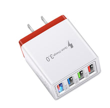 Load image into Gallery viewer, 2Pcs USA plug red 4 USB ports mobile phone charger plug, 3A travel charger with US Plug and Eu plug AZ12532