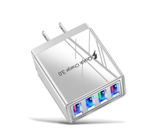 Load image into Gallery viewer, 2Pcs USA plug gray 4 USB ports mobile phone charger plug, 3A travel charger with US Plug and Eu plug AZ12528