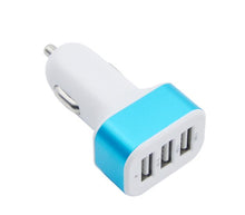 Load image into Gallery viewer, 2Pcs white blue 3 USB square phone car charger AZ13814