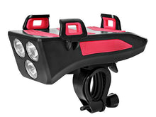 Lade das Bild in den Galerie-Viewer, 2000mah red 4 in 1 waterproof bicycle light, bike phone holder, cycle bell, mobile phone power bank AZ22471