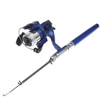 Load image into Gallery viewer, Fishing Rods Mini Aluminum Pocket Pen Fishing Rod Pole Reel Blue