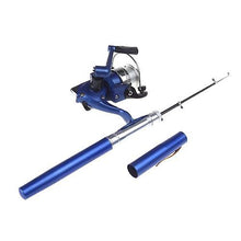 Load image into Gallery viewer, Fishing Rods Mini Aluminum Pocket Pen Fishing Rod Pole Reel Blue