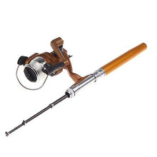 Load image into Gallery viewer, Fishing Rods Mini Aluminum Pocket Pen Fishing Rod Pole Reel Golden