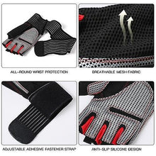 Lade das Bild in den Galerie-Viewer, Bicycle Bike Gloves Full Wrist Protection Fitness Gloves Half Finger Sports Gloves Breathable Short Finger Gloves Tear-resistant Cycling Gloves