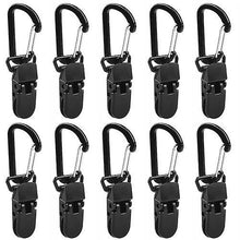 Load image into Gallery viewer, 10pcs Carabiners Tarp Awning Clamp Clips Tent Snaps Hangers Camping Tent Tighten Lock Grip Clamp with Carabiner for Outdoor Camping Farming Garden