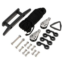 Load image into Gallery viewer, Kayak Kayak Canoe Anchor Trolley Kit System Pulley Cleat Pad eyes with 30ft Rope Kayak accessories