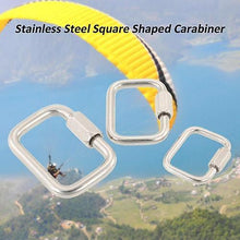 Load image into Gallery viewer, 2pcs Carabiners Stainless Steel Square Quick Link Locking Carabiner Hanging Hook Buckle for Paraglider Delta Wing Outdoor Camping Hiking
