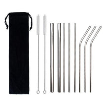 Lade das Bild in den Galerie-Viewer, 304 stainless steel straw rose gold 8pcs with straw cleaning brush