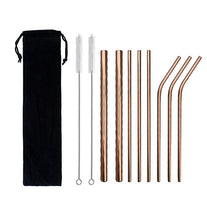 Lade das Bild in den Galerie-Viewer, 304 stainless steel straw rose gold 8pcs with straw cleaning brush