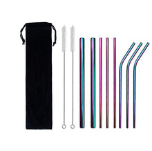 Lade das Bild in den Galerie-Viewer, 304 stainless steel straw rose gold 8pcs with straw cleaning brush