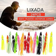 Load image into Gallery viewer, Fishing Baits Lures 24PCS 9cm/2g Soft Plastic Octopus Lures Squid Skirt Lures Trolling Bait for Freshwater