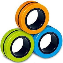 Lade das Bild in den Galerie-Viewer, 2Pcs red green blue 3pcs magnetic ring, fingertip spinning top, decompression toy AZ16985