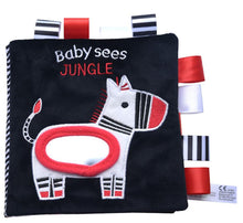 Lade das Bild in den Galerie-Viewer, 2Pcs zebra Baby Vision Stimulus Release Book, Animal English Alphabet Learning Book AZ10026