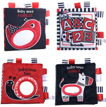 Lade das Bild in den Galerie-Viewer, 2Pcs zebra Baby Vision Stimulus Release Book, Animal English Alphabet Learning Book AZ10026