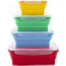 Load image into Gallery viewer, 350+500+800+1200ml yellow+green+blue+red 4 pcs silicone collapsible lunch box, portable microwave lunch box AZ14468