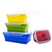 Load image into Gallery viewer, 350+500+800+1200ml yellow+green+blue+red 4 pcs silicone collapsible lunch box, portable microwave lunch box AZ14468