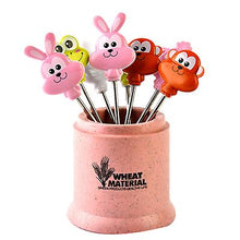 Lade das Bild in den Galerie-Viewer, 2Pcs pink 8 pcs stainless steel fruit fork, fruit toothpicks AZ22432