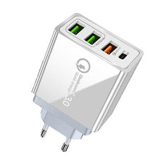Load image into Gallery viewer, EU Plug black 4 USB Travel Charger QC3.0 Quick Charging Charger USA /EU Plug Adapter AZ20298