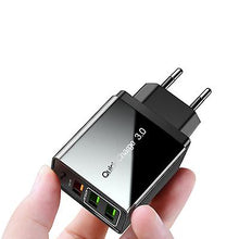 Load image into Gallery viewer, EU Plug black 4 USB Travel Charger QC3.0 Quick Charging Charger USA /EU Plug Adapter AZ20298