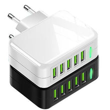 Load image into Gallery viewer, EU Plug black USB Charger Plug 5 Port USB Universal Travel Adaptor Plug AZ20824