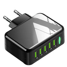Load image into Gallery viewer, EU Plug black USB Charger Plug 5 Port USB Universal Travel Adaptor Plug AZ20824