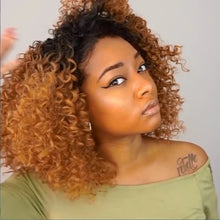 Load image into Gallery viewer, Women Wig Small Curly Hair Afro Black Gradient Brown Mid-Length W74