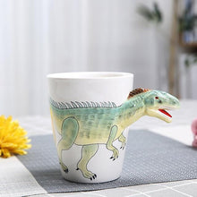 Load image into Gallery viewer, Mugs 350ml creative dinosaur ceramic cup hand painted animal coffee mug 3d cartoon green