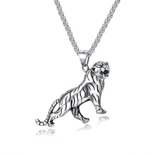 Lade das Bild in den Galerie-Viewer, Necklaces personality domineering gold silver men's chain necklace tiger titanium steel pendant silver colour