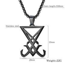 Lade das Bild in den Galerie-Viewer, Necklaces black stainless steel goth witch seal lucifer badge church of satan symbol pendant necklace