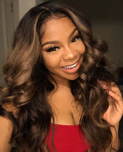 Load image into Gallery viewer, Women Wig Medium Brown Long Curly Hair Big Wave Headgear W89