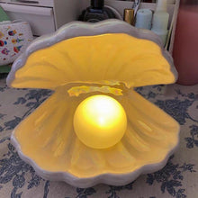 Load image into Gallery viewer, Night lights ambient lighting ceramic shell lamp bedroom bedside lamp white