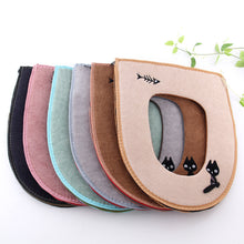 Lade das Bild in den Galerie-Viewer, 3pcs Toilet Seat Cover Pads Creative Cute Waterproof O-Ring Corduroy Zipper
