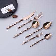 Lade das Bild in den Galerie-Viewer, 304 Stainless Steel Flatware Sets White Gold Color Spork for Western-Style Food Knife Roman Column 5-Piece Set