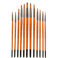 Load image into Gallery viewer, 12 PCs Watercolor Brush Nylon Brush Wooden Poles Oil Painting Brush Set Art