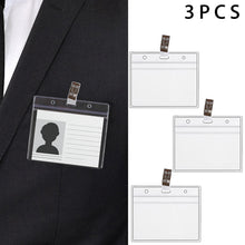 Load image into Gallery viewer, 3 Business Card Cases Card Protector Immunization Record Cards Holder Clear Plastic Sleeve With Clip No2206