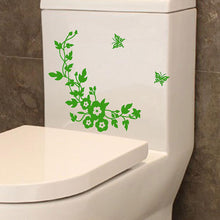 Lade das Bild in den Galerie-Viewer, Home Decor Decals Flower Toilet Seat Wall Sticker Bathroom Decoration Decals Decor Butterfly Green No0928