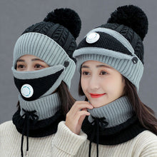 Lade das Bild in den Galerie-Viewer, Warm Winter Knit Beanie Hats Breather Valve Mask Women's Fleece-Lined Thickened Earflaps Unisex