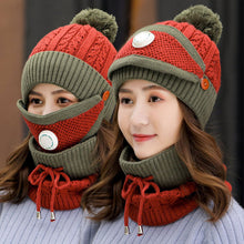 Lade das Bild in den Galerie-Viewer, Warm Winter Knit Beanie Hats Breather Valve Mask Women's Fleece-Lined Thickened Earflaps Unisex